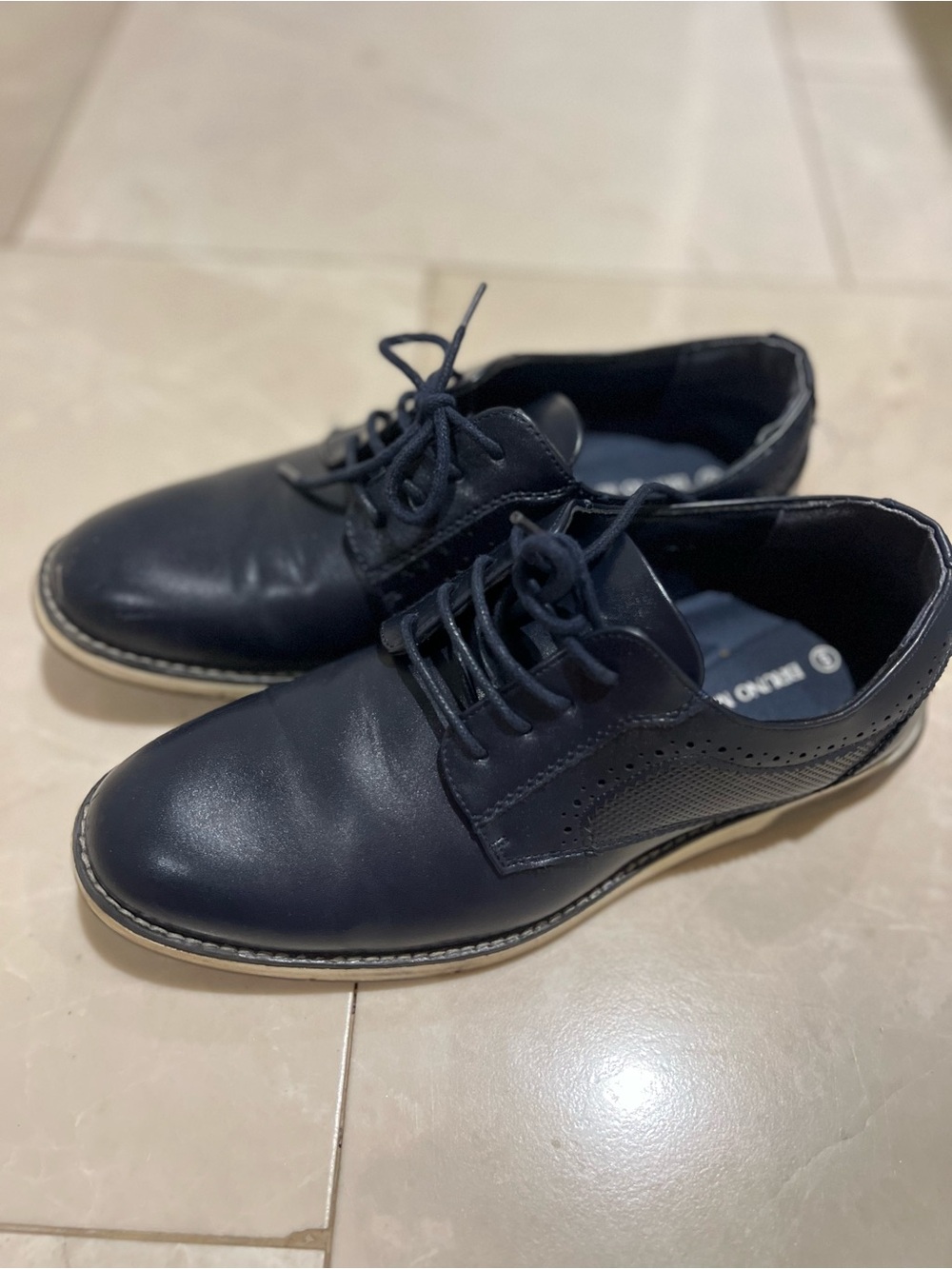 Boy’s Navy Leather Derby Shoes - Classic Lace-Up